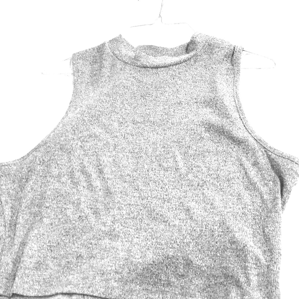 Grey ribbed halter crop top